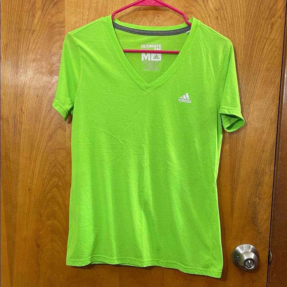 Adidas Lime Green V-Neck Tee